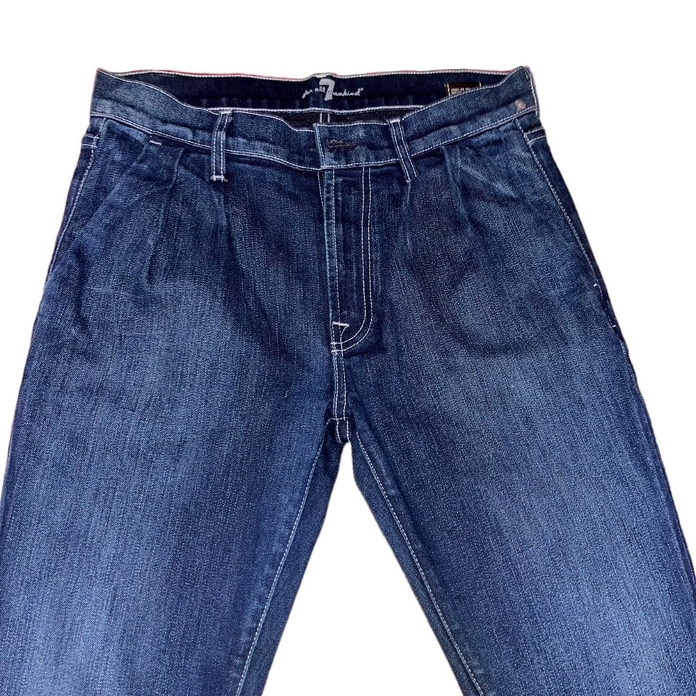 7 For All Mankind Front Pleated Balloon Mom Jean in Denim Dark Wash No Tie Sz 25